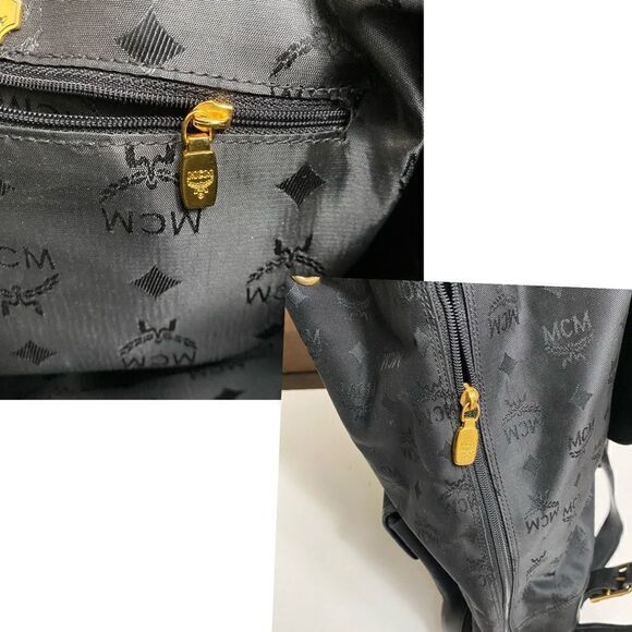 MCM Nylon Leather Backpack Black 💼 Y0130 - Picture 11 of 16